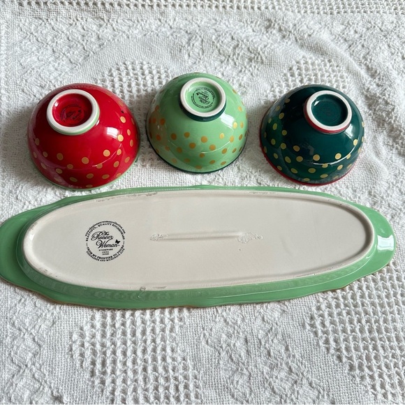 Pioneer Woman Garland 4-Piece Ceramic Condiment Set Winter Bouquet Pattern - Picture 10 of 14